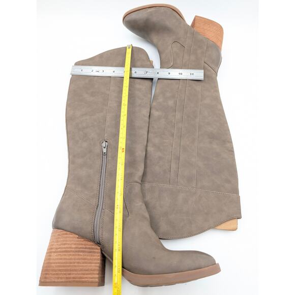 Korks Scarlet Western Block Heel Tall Boots Taupe Women's Size US7.5M EU38 - Picture 4 of 10